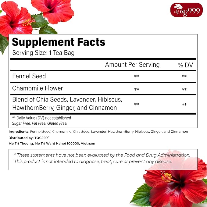TOG999, Upgraded Pressure Balance Herbal Tea - 80 Tea Bags | Heart Functional Tea | Blend of 9 Natural Herbs | Caffeine-Free, Sugar-Free, Vegan-Friendly - Bloomnest