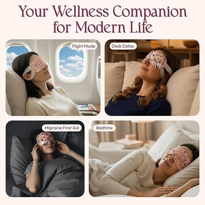 Fomin Self Heating Eye Mask - 20 Packs - Rose & Jasmine Heated Eye Mask Warm Compress for Eyes, Disposable Self Heating Steam Mask for Home, Sleep, Spa, Travel Essentials & Relaxation Gifts for Women