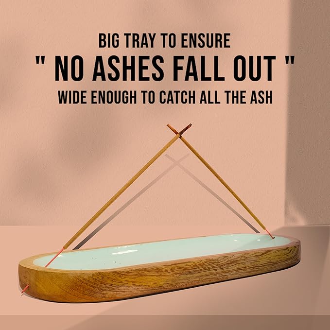 Hand Painted Incense Holder-Incense Burner/Ash Catcher/Handmade Wooden Insence Tray – Modern Gift Home/Room/Kitchen Décor Size 11x4x1.5 Inches