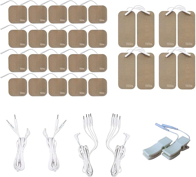 Discount TENS Brand Deluxe Refresh & Upgrade Pack Compatible with TENS 7000 – Includes 28 Premium Self-Adhesive Electrode Pads, Lead Wires, Port Doublers & Accessories Discount+TENS