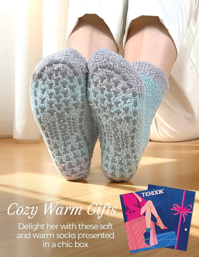 TEHOOK Warm & Cozy Valentines Gifts for Women, Fluffy Fuzzy Plush Sleeping Slipper Socks - Soft Warm Fabric - Bloomnest