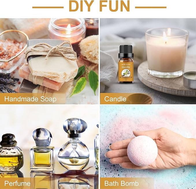 Sedbuwza Vanilla Essential Oil, Pure Organic Vanilla Fragrance Oil for Diffuser, Humidifier, Soap, Candle, Perfume Sedbuwza