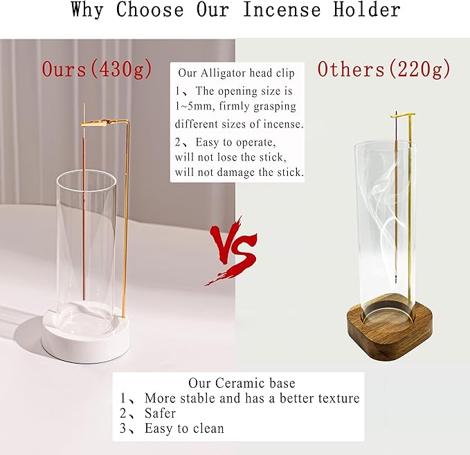 CEREMONY Incense Holder, Ceramic Incense Holder for Sticks with Glass Ash Catcher,Incense Burner for Meditation Yoga Spa Room Decor - Bloomnest