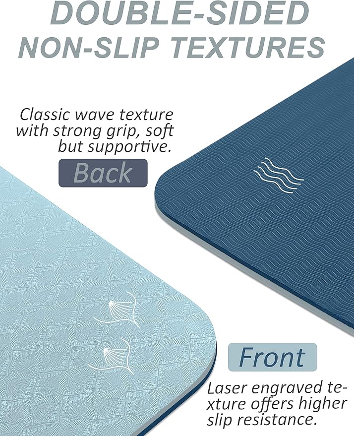 BEAUTYOVO Yoga Mat with Strap, 1/3 Inch Extra Thick Yoga Mat Double-sided Non Slip, Professional TPE Yoga Mats for Women Men, Workout Mat for Yoga, Pilates and Floor Exercises - Bloomnest
