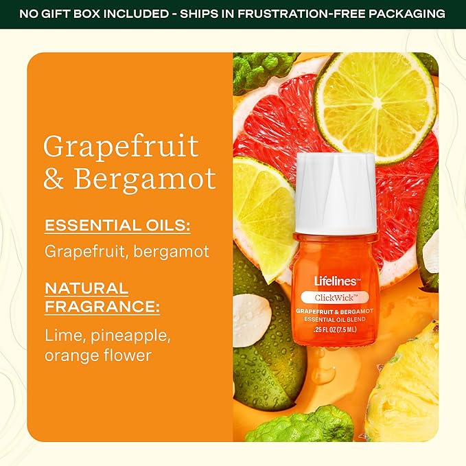 ClickWick Essential Oil Blends for Lifelines Diffusers, 3-Pack Citrus Grove Set - Essential Oil Blend Refill for Candle, Plant & Shower Aromatherapy Diffuser - Fragrance for Diffusers - Bloomnest