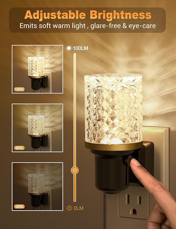 JandCase LED Night Light, Dimmable Night Lights Plug into Wall, Modern Nightlight with Auto On Off Light Sensor, 3000K Soft White Night Light 0-100LM Brightness for Bathroom Hallway Bedroom Decor - Bloomnest