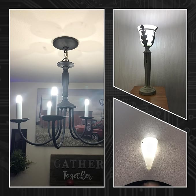 E12 Candelabra LED Light Bulbs Dimmable 4W Equivalent 40 Watt 450lm 6000K Bright Daylight White Candle Bulbs for Chandelier Pendant Dining Rooms Living Rooms Bedrooms Office, 4 Pack - Bloomnest