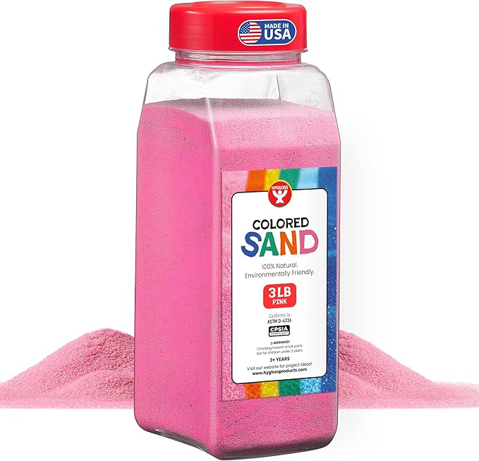 Hygloss Colored Sand for Crafts – 3 lb Bottle, Pink – Vibrant Colorful Fine Sensory Play Sand Art Kits for Kids – Classroom Activities for Children 3 4 5 6 7 8 9 10 11 12 – Safe for Ages 3+ - Bloomnest