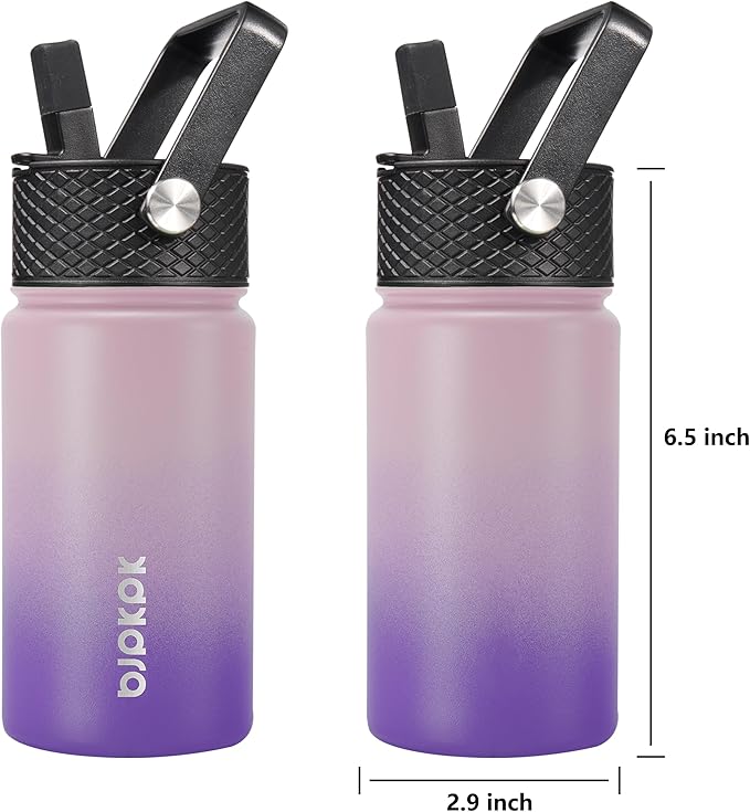 BJPKPK Water Bottle with Straw Lid, 15 oz Insulated Water Bottle, Stainless Steel Metal Water Bottles, Reusable Leak Proof BPA Free Thermo, Flask, Cups,Violet - Bloomnest