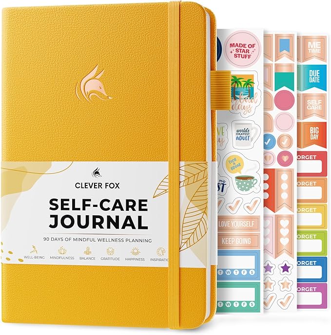 Clever Fox Self-Care Journal – Wellness & Daily Reflection Notebook – Mental Health & Personal Development Journal – Self-Care, Meditation & Mood Journal for Women & Men – A5 Size (Amber Yellow) - Bloomnest