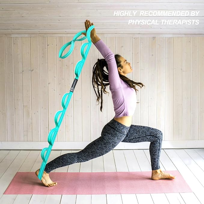 Premium Durable Stretch Straps with Loops, Stretching Strap for Physical Therapy, Multi-Loop Yoga Strap Fitness Exercise Strap for Yoga, Pilates, Dance, Flexibility&Exercise - Bloomnest