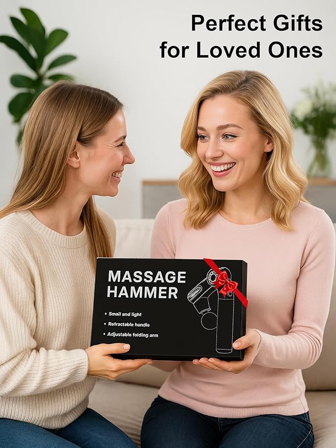 Foldable Massage Gun Deep Tissue with Retractable Handle，Back and Neck Massager for Pain Relief，Handheld Massager for Shoulder Lower Leg Waist– Perfect Gifts for Women, Father, Mother, Friends - Bloomnest