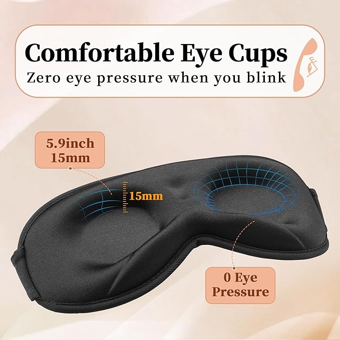 3D Sleep Mask for Men&Women, 2 Pack Contour Eye Masks for Sleep, Side Sleeping Mask for Men&Women, Blackout Eye Mask for Sleeping Eye Mask, Airplane Travel Essentials, Meditation Black & Dark-Blue - Bloomnest
