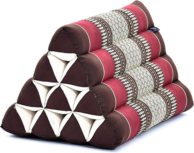 Leewadee Triangle Cushion – Comfortable Backrest for TV or Reading, Incline Pillow for Relaxing Made of Kapok, 20 x 13 x 13 inches, Brown Red - Bloomnest