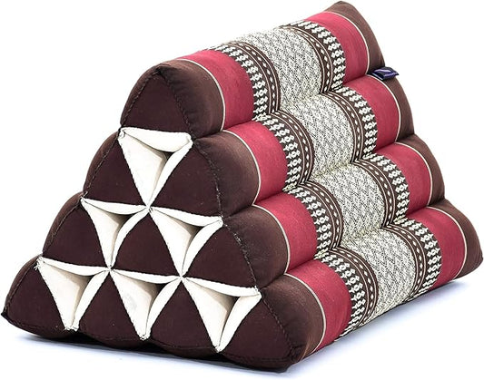 Leewadee Triangle Cushion – Comfortable Backrest for TV or Reading, Incline Pillow for Relaxing Made of Kapok, 20 x 13 x 13 inches, Brown Red - Bloomnest