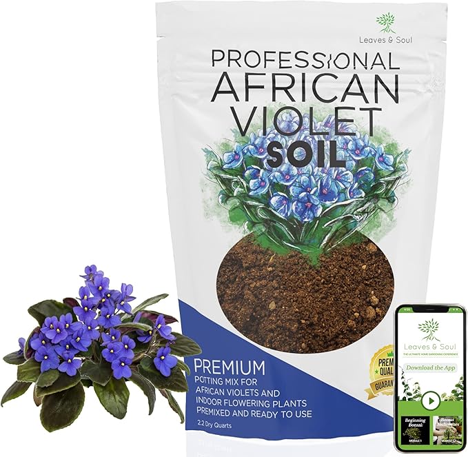 Professional African Violet Plant Soil | Premium All Purpose Blend | Large 2.2 Quarts | Ready to Use for Indoor Flowering Plants | Peat Moss, Coco Coir, Perlite, Dolomite | Made in USA - Bloomnest