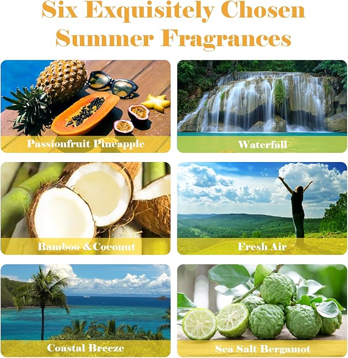 AmaKane Summer Essential Oils, Fragrance Oil for Soap Making, Candle Making Scents, Passionfruit Pineapple, Coastal Breeze and More, Diffuser Oils Scents for Home, Aromatherapy Oils 6x10 ml - Bloomnest