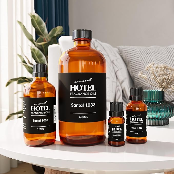 AirScent Santal Diffuser Oil No. 1033 - Santal-33 Inspired Perfume Dupe - Premium Fragrance Oil Blend for Ultrasonic and Waterless Diffusers and Crafting - 10 mL, 0.34 fl oz Glass Bottle with Dropper - Bloomnest