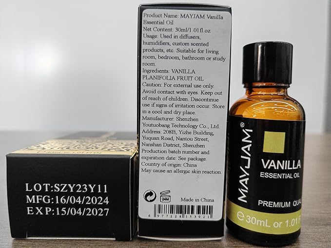 Vanilla Essential Oil 30ml/1.01fl.oz, MAYJAM Premium Vanilla Oils for Aromatherapy, Diffuser, Soap Making, Candle Making, Long Lasting Scents (Pack of 2) - Bloomnest