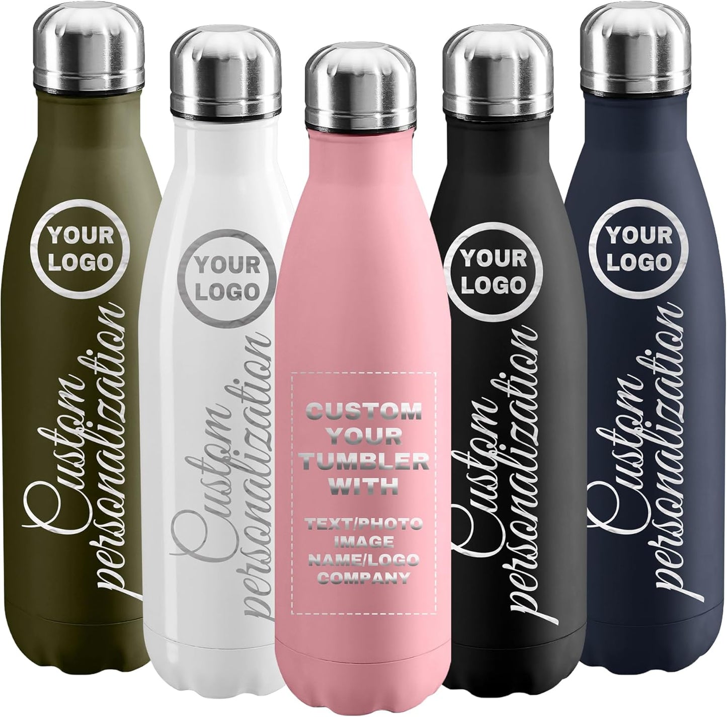 50 Pack USA Custom Water Bottle, 17oz Personalized Sport Water Tumbler, Stainless Steel Material, Leak-Proof, insulation, Customizabne Name, Suitable for Travel Holiday Gift for Women(Pink)