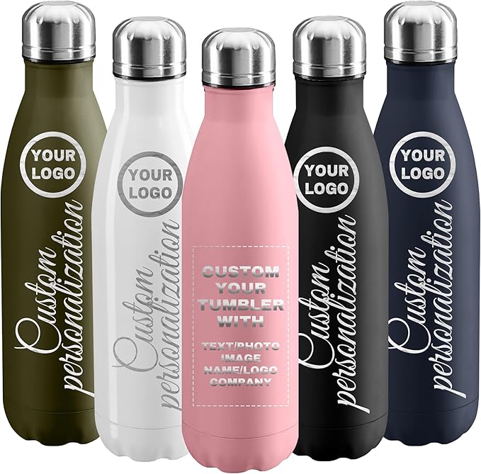 200 Pack USA Custom Water Bottle, 17oz Personalized Sport Water Tumbler, Stainless Steel Material, Leak-Proof, insulation, Customizabne Name, Suitable for Travel Holiday Gift for Women - Bloomnest