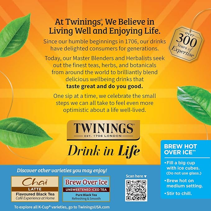 Twinings Brew Over Ice Unsweetened Peach Black Iced Tea 72 K-Cup Pods for Keurig, 12 Count (Pack of 6), Caffeinated - Bloomnest