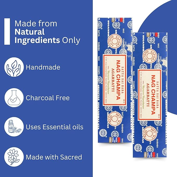 Satya Nag Champa Incense Sticks - 100g Bulk Pack, Long Burning Aromatherapy for Meditation, Relaxation, Yoga, Healing, Stress Relief & Positive Energy Giftbrit