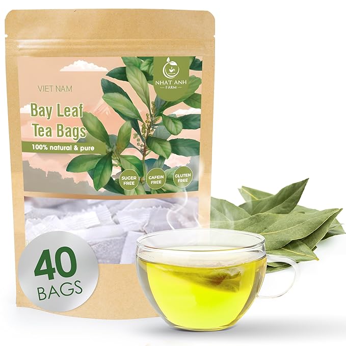 NHAT ANH FARM - Premium Bay Leaf Tea Bags, 40 Tea Bags, 100% Natural Dried Bay Leaf, Naturally Sweet Herbal Tea, Sugar-Free, Caffeine-Free, No Additives. - Bloomnest