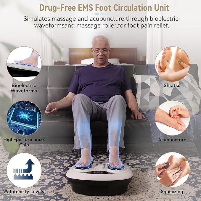 FIT KING Neuropathy Pain Relief for Feet Massager, EMS Foot Massager for Neuropathy with TENS Pads, Foot Circulation Stimulator for Plantar Fasciitis, Diabetes Feet Pain Relief - Bloomnest