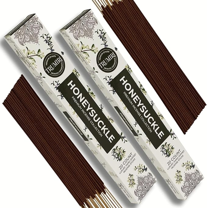 Honeysuckle Incense Sticks - Total 40 Insence-Sticks - Dual Pack of 20 Insense - Inciensos - Inscents - Natural Non Toxic Ingredients - Incents - Incence - Inscense - Insents TRUMIRI