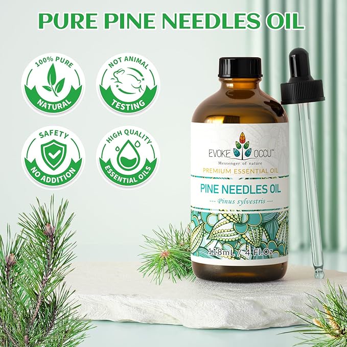 EVOKE OCCU Pine Essential Oil for Diffuser, Fresh Pine Scent for Aromatherapy, Skin, Hair Care, Soap & Candle Making - 4 Fl Oz - Bloomnest