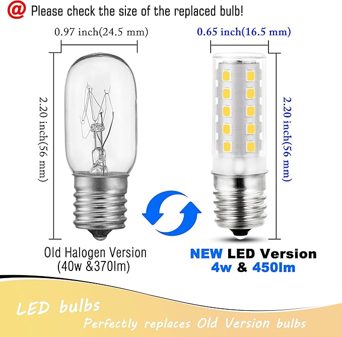 E17 Intermediate Base LED Appliance Light Bulb Over Stove 4 Watt Equivalent 40 Watt 4000K Natural White for Chandelier Ceiling Fan Microwave Range Hood Light Bulbs,Non-Dimmable,450lm,5pack - Bloomnest