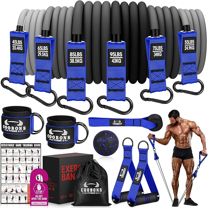 Heavy Resistance Bands for Working Out, 300LBS Exercise Bands with Handles, Workout Bands for Men, Weight Fitness Bands Set for Muscle Training, Strength, Slim, Yoga, Home Gym Equipment - Bloomnest