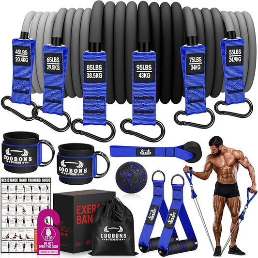 Heavy Resistance Bands for Working Out, 300LBS Exercise Bands with Handles, Workout Bands for Men, Weight Fitness Bands Set for Muscle Training, Strength, Slim, Yoga, Home Gym Equipment - Bloomnest