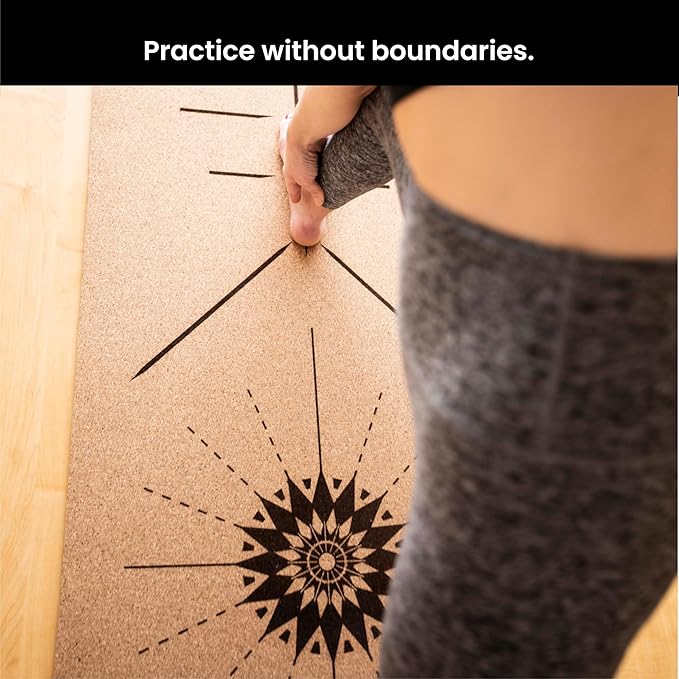 Luxury Cork Yoga Mat - Non Slip, Extra Thick Grip. Thicker, Longer, and Wider for More Comfort and Support. Tough Enough For Hot Yoga. Natural, Non Toxic, and Eco Friendly. Optional Alignment Lines.