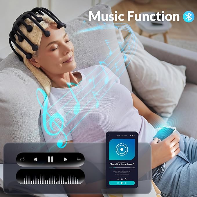 Electric Scalp Massager, 360° Octopus Head Massager Automatic 5 Modes Scalp Stress Relax Device MEDAMOC