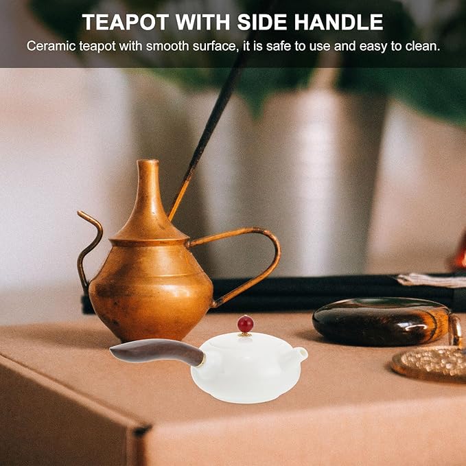 Ceramic Tea Maker with Side Handle Small Teapot for Loose Leaf Tea Lightweight Porcelain Teaware for Home Office Restaurant