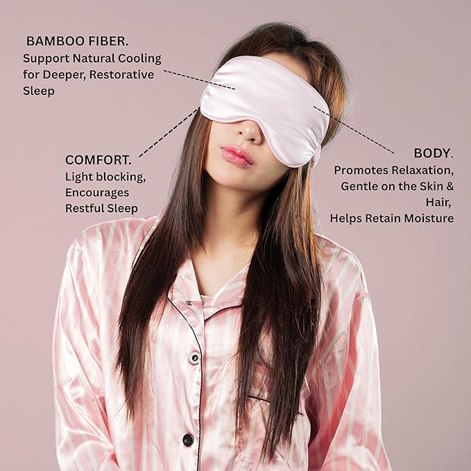 Luxury Bamboo Sleep Mask – Ultra-Soft Cooling Eye Mask for 100% Light Blocking, Adjustable Comfort Strap, Perfect for Travel & Better Sleep (Onyx) - Bloomnest