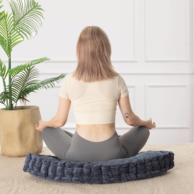 Fan-Shaped Floor Cushion Fan Floor Pillow, Meditation Cushion for Sitting or Yoga, Pizza Cushions Thick Outdoor Seating for Kids for Adults 28"*28" - Bloomnest