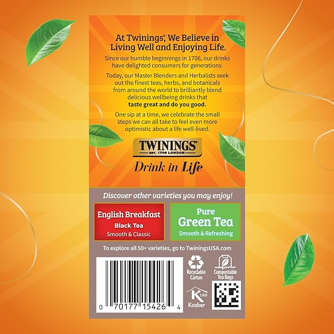Twinings Pure Oolong Tea Individually Wrapped Bags, 20 Count (Pack of 6), Warm, Nutty Flavour & Golden Colour, Caffeinated, Enjoy Hot or Iced, 120 Teabags - Bloomnest
