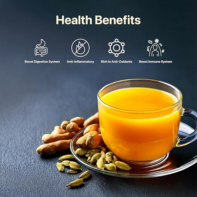 BLUE TEA - Turmeric Tea - Cardamom - 15 Count - Pyramid Plant Based Tea Bag | CURCUMIN RICH - HERBAL BLEND | Detox Tea - Herbal Tea - Caffeine Free - Gluten Free - Earthy Flavor - Healthy | Reusable Tin Pack - Bloomnest