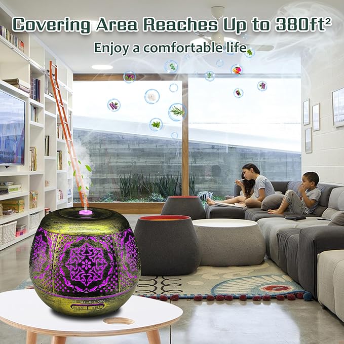 Essential Oil Diffuser for Home 500ML, Aromatherapy Diffusers for Essential Oils Large Room with Cool Mist Humidifiers for Bedroom 7 Colors Changed & 3 Mist Mode Automatic Shut-Off - Bloomnest