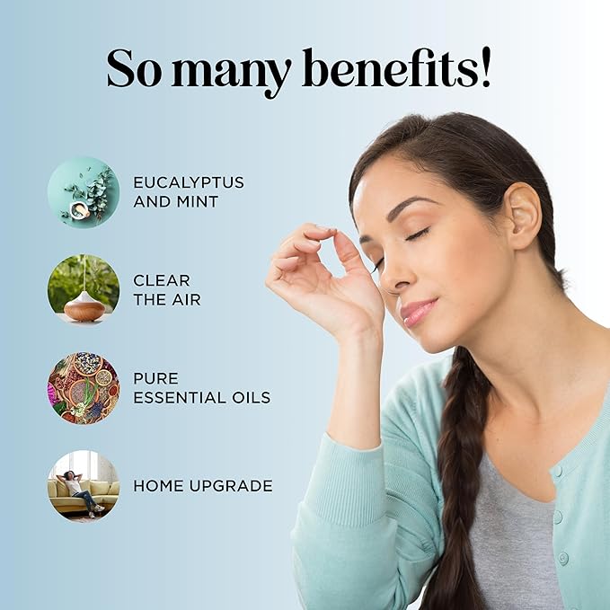 Breathe Essential Oil for Diffuser - Invigorating and Refreshing Breathe Essential Oil Blend with Eucalyptus Peppermint Tea Tree and Mint for Diffusers for Home and Shower Aromatherapy (4 Fl Oz) - Bloomnest