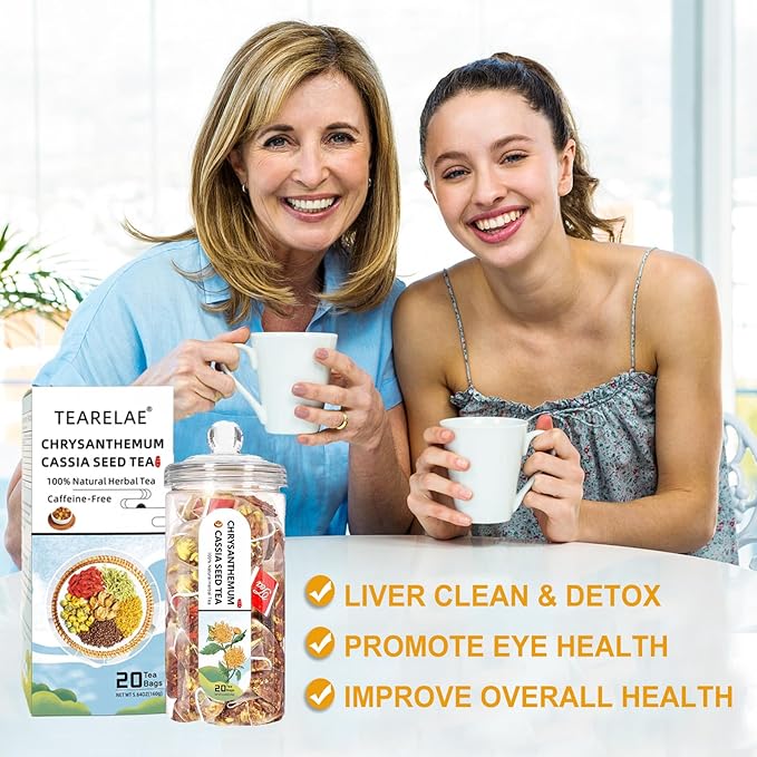 TEARELAE - Chrysanthemum Cassia Seed Tea - Nourishing Liver Tea - 8g x 20 Count - Burdock Root, Goji Berry, Honeysuckle, Osmanthus - Natural Herbal Chrysanthemum Tea Bags - Liver Clean & Detox - Bloomnest
