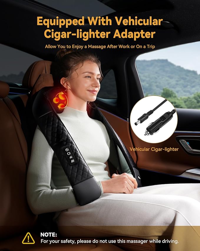 Shiatsu Neck and Back Massager with Heat, Neck and Shoulder Massager, 4D Deep Tissue Kneading Massage for Leg, Full Body Muscle Pain Relief, Ergonomic Design, Ideal Gifts for Women Men, Corded Use - Bloomnest