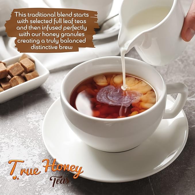 True Honey English Breakfast Tea Bags - Honey Crystals Blended in Every Sachet - Strong Antioxidant Support - All Natural Organic Herbal Caffeinated Free Tea Bag 24 Count - Bloomnest