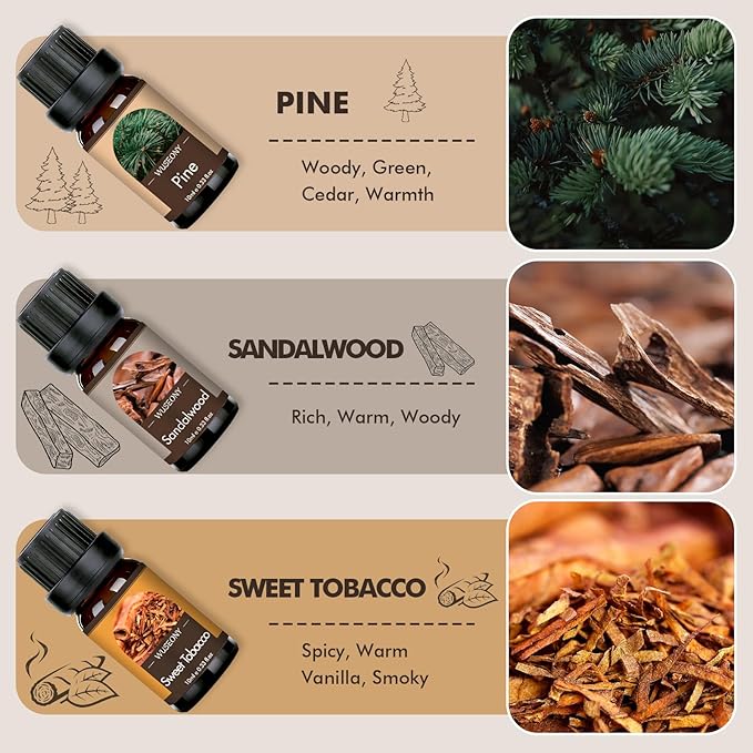 Classic Man Fragrance Oils Set, Mens Essential Oils Set - Pine, Sweet Tobacco, Bay Rum, Cologne, Copaiba, Sandalwood Candle Scents for Candle Making, Soap Making Supplies, Diffuser Oil Scents - Bloomnest