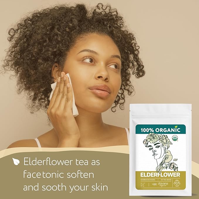 Organic Elderflower Tea (40 Tea Bags) - Elder Flowers Tea for Respiratory Health, Immunity - Herbal TeaBags for Cold Weather Days - Seasonal Blend - Te de Flor de Sauco - Bloomnest