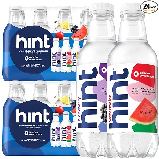 Hint Fruit-Infused Bottled Water, Best Sellers Variety Pack - Sugar Free Flavored Water with Zero Calories, Natural Fruit Essences, and No Artificial Sweeteners - 16 Fl Oz (Pack of 24) - Bloomnest