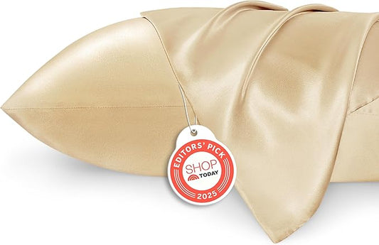 Bedsure King Size Satin Pillowcase Set of 2 - Champagne Gold Silky Pillow Cases for Hair and Skin with Envelope Closure, Similar to Silk Pillow Cases, Gifts for Women Men, 20x36 Inches, 2pcs - Bloomnest